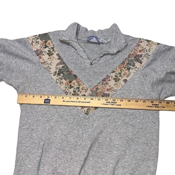 vintage justin allen carpet tapestry collared pull over sweater sz M 1/4 zip 80s - Picture 7 of 9